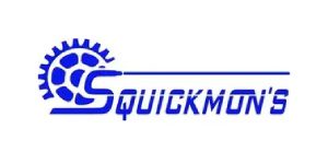 A blue and white logo of squickmote